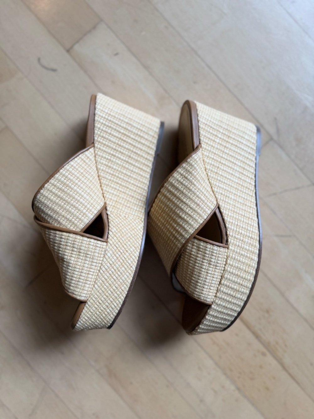NEW Marion Parke NEW Adele camel raffia wedge, 8.5 CB2700 - Picture 5 of 7